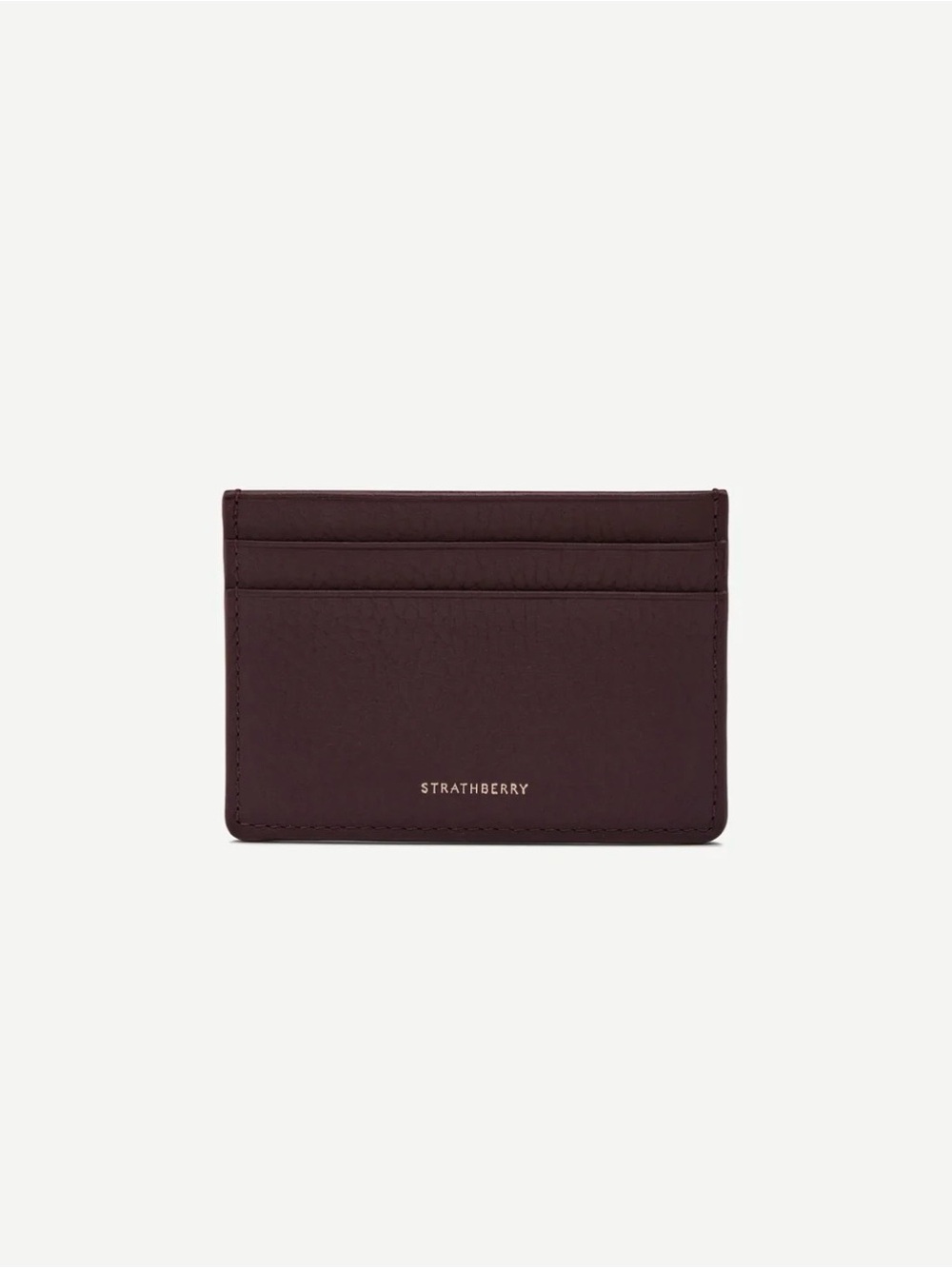 Strathberry Slim Card Holder in Deep Burgundy with Gold Logo